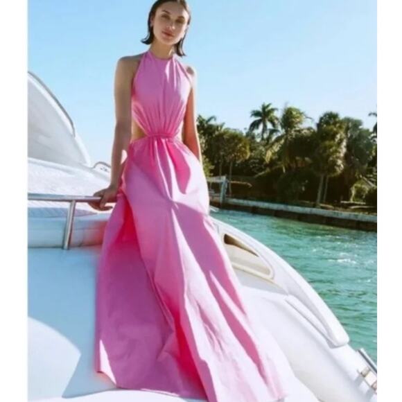 B1 STAUD Open Back Halter Maxi Dress Women Medium Cocktail Cruise Holiday Beach - Picture 2 of 11